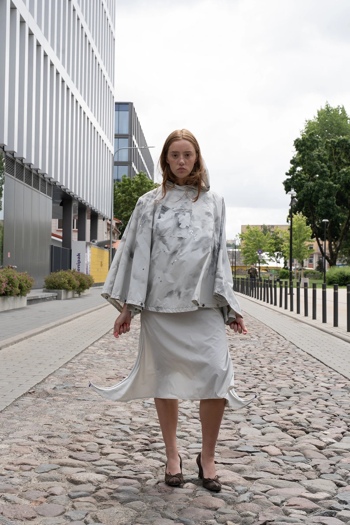 White Komorebi Raincoat