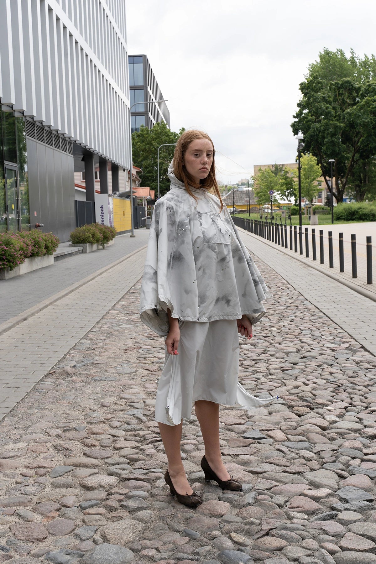 White Komorebi Raincoat