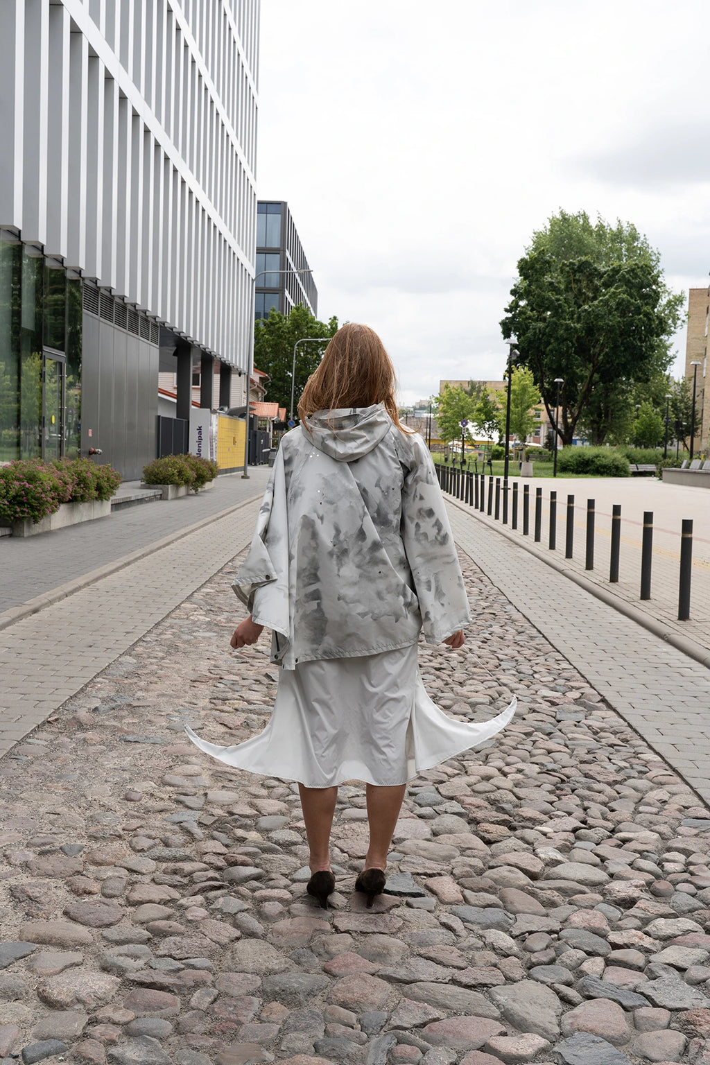 White Komorebi Raincoat
