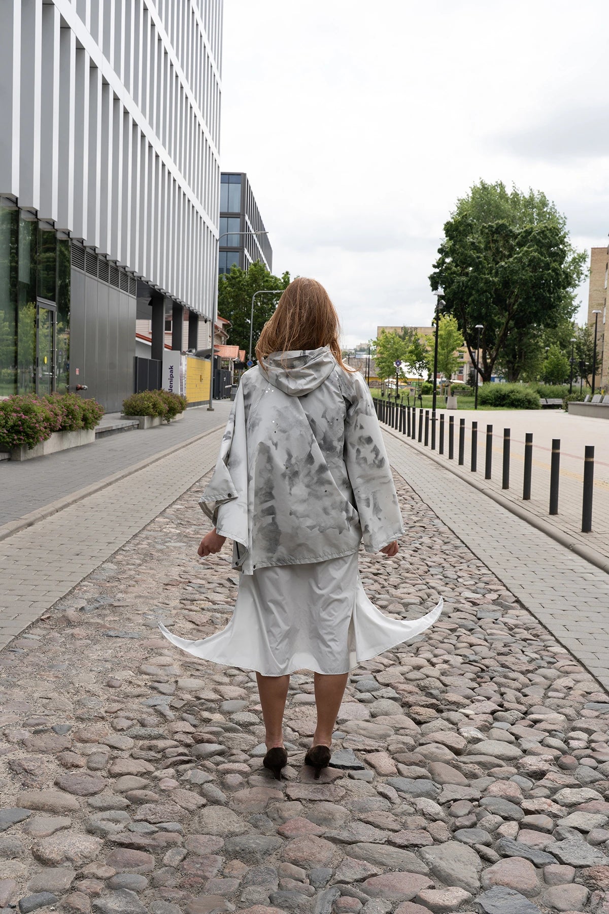 White Komorebi Raincoat